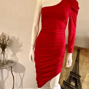 SHEIN Vibrant Red One-Shoulder Dress